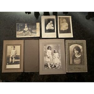 Studio Portrait Photographs Antique Vintage Children Post Card Donkey Lot Of 6